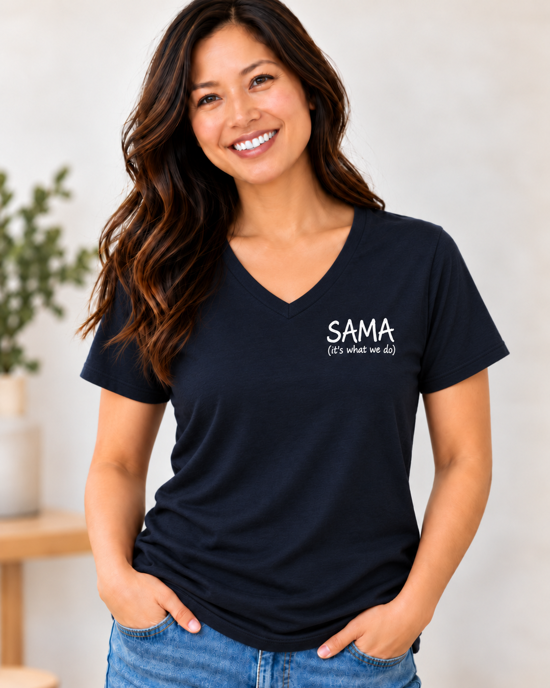 SAMA "It's What We Do" V-Neck T-Shirt – Black - Image 3