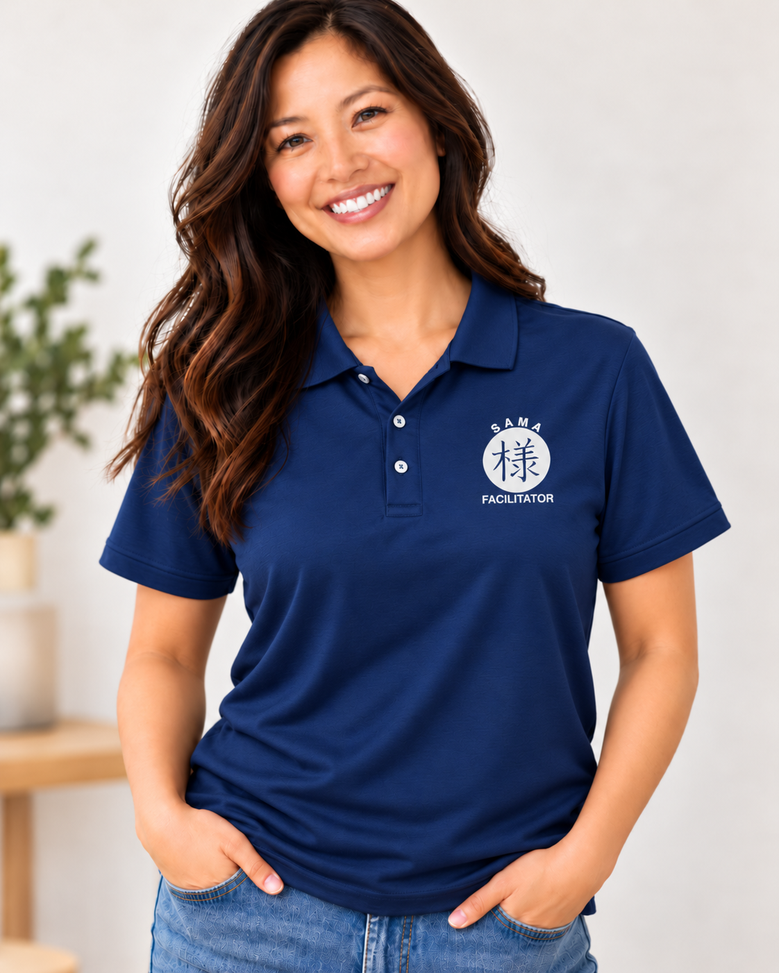 SAMA Facilitator Performance Polo Shirt – Navy Blue - Image 2