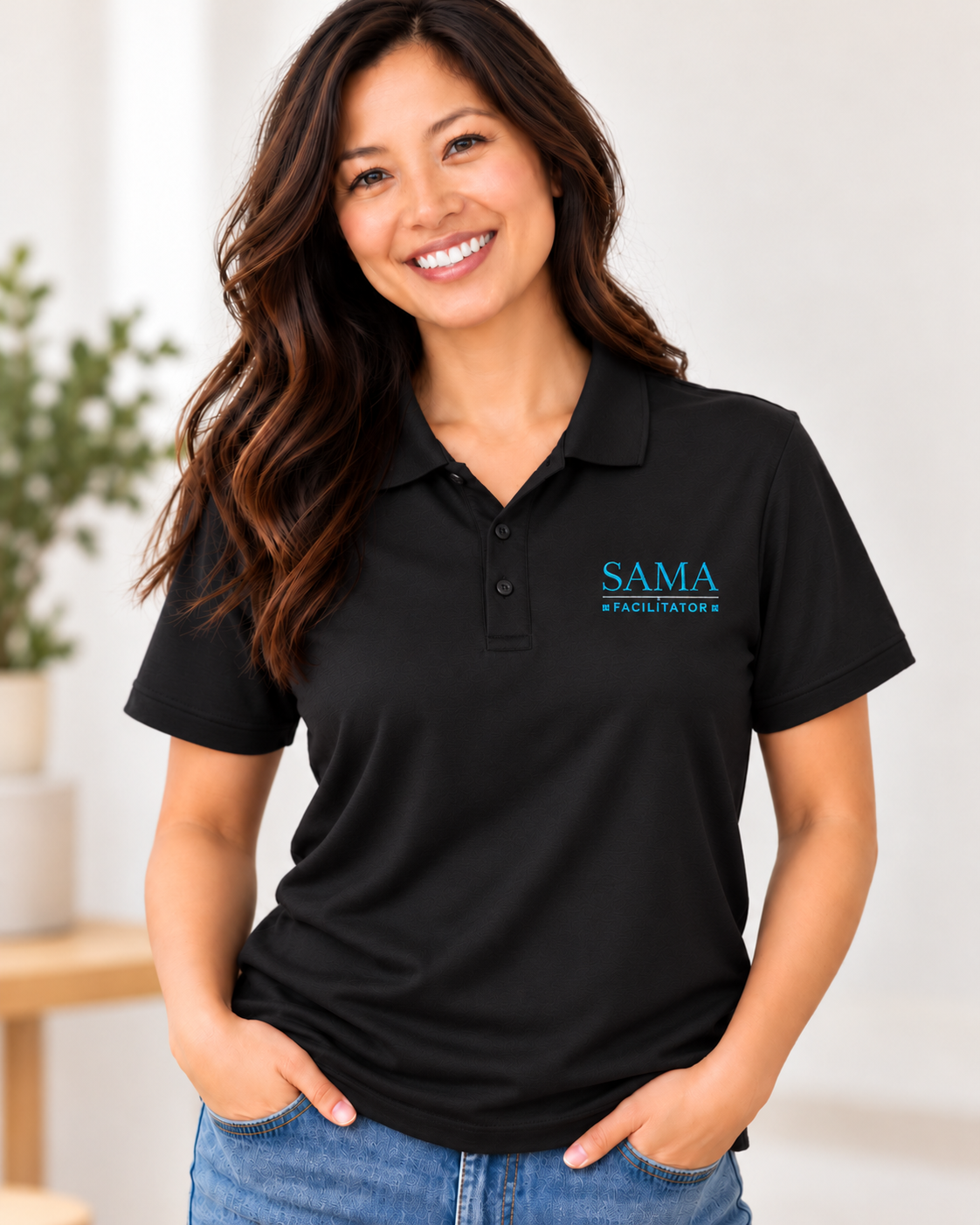 SAMA Facilitator Port Authority Performance Polo – Black - Image 2