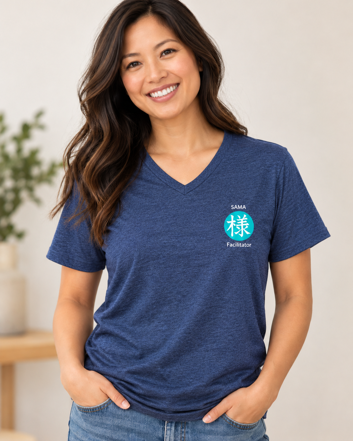 SAMA Facilitator V-Neck T-Shirt – Heather Blue - Image 4