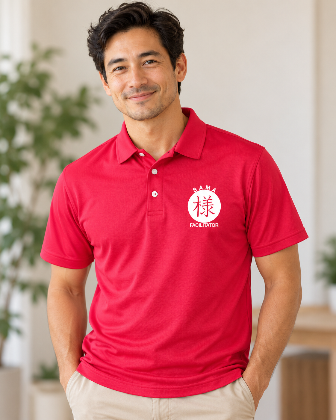 SAMA Facilitator Performance Polo Shirt – Red - Image 4